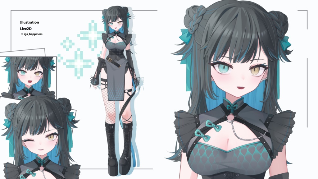 【Vtuberモデル】汎用:チャイナ×パンク💙【Live2D】