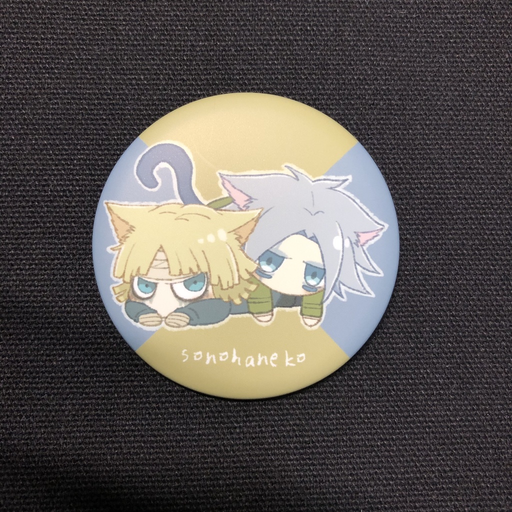園羽猫耳マット缶バッジ