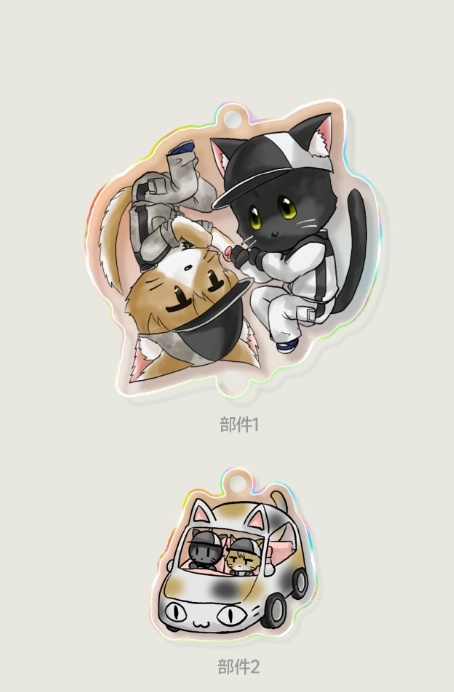 猫黒茶二連アクリルキーホルダー