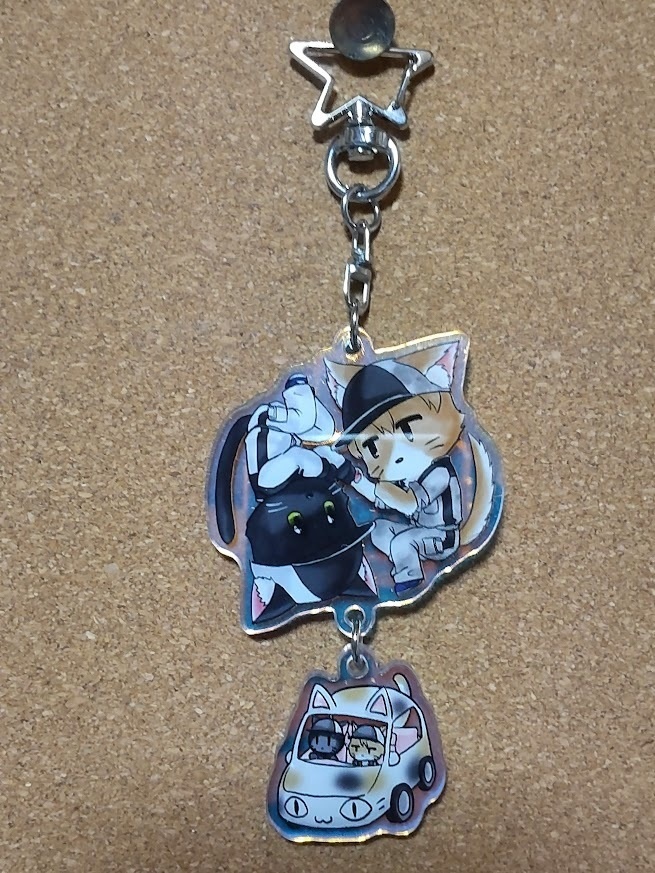 猫黒茶二連アクリルキーホルダー