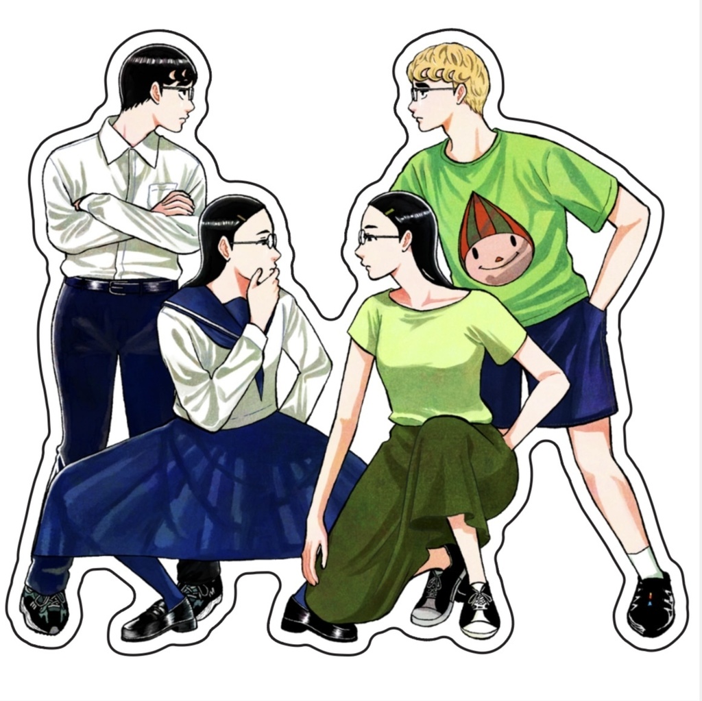 白山と三田さんステッカーA