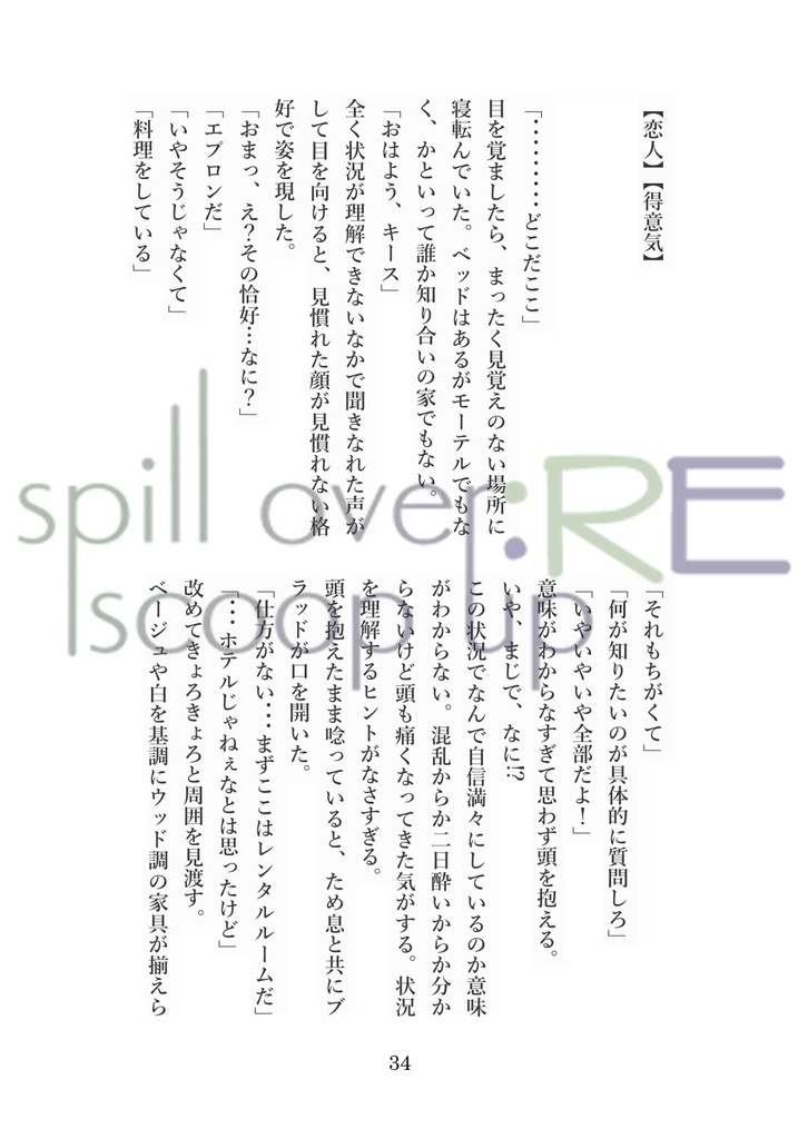 【キスブラ小説本】spillover scoopup :RE