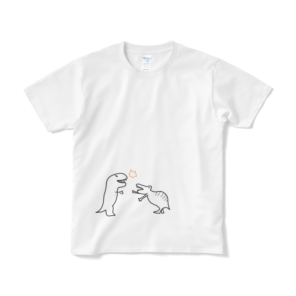 恐竜のけんかTシャツ(ホワイト)