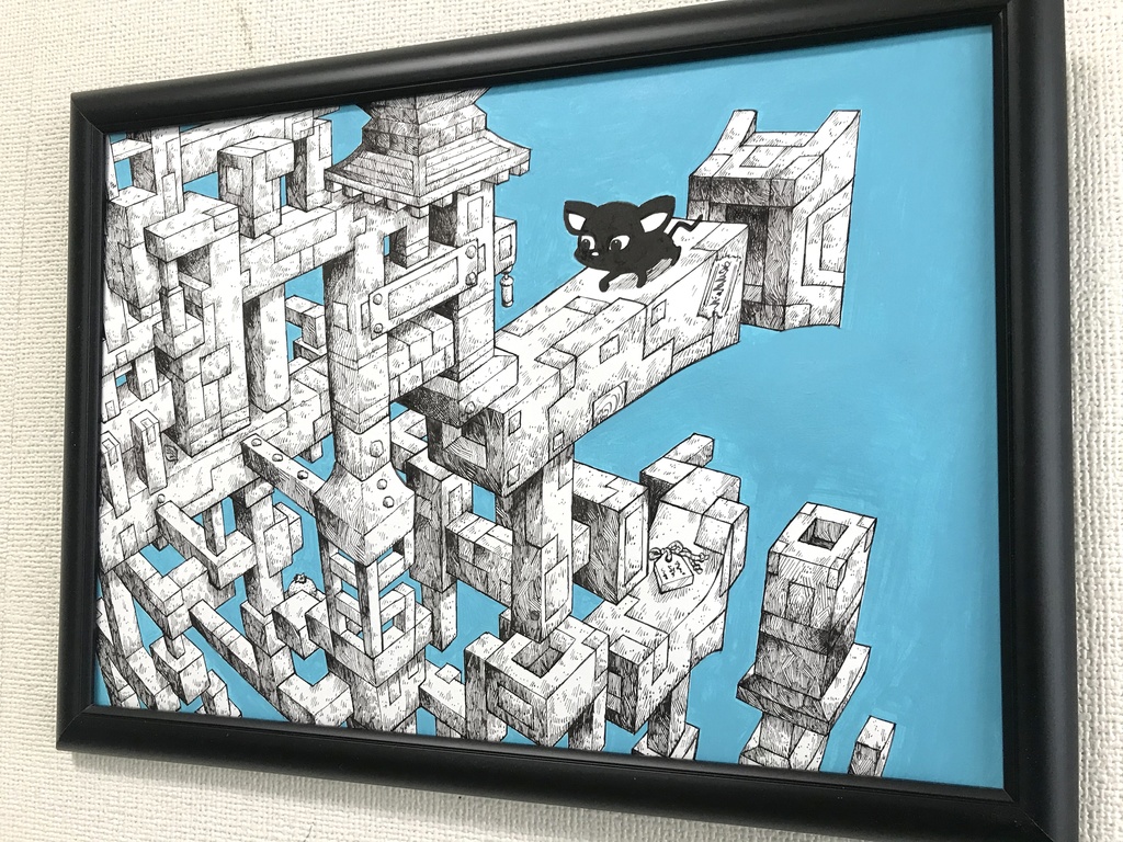 【ペン画】〜不思議な遺跡と黒ねこ#3〜