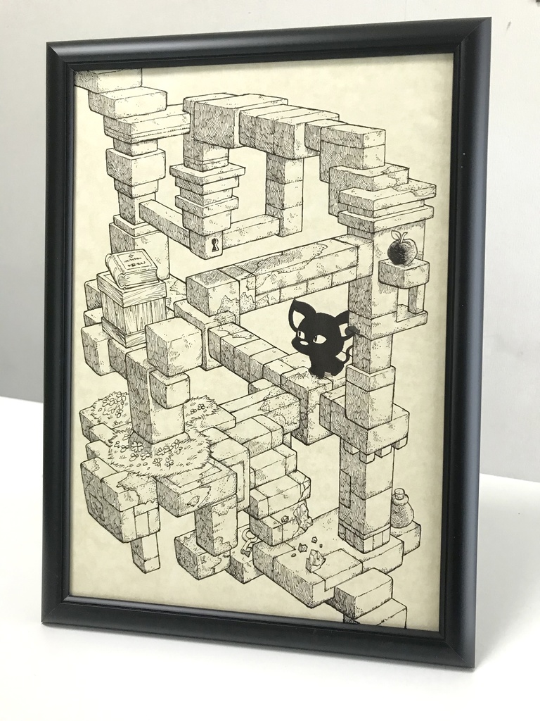 【ペン画】〜不思議な遺跡と黒ねこ#5〜