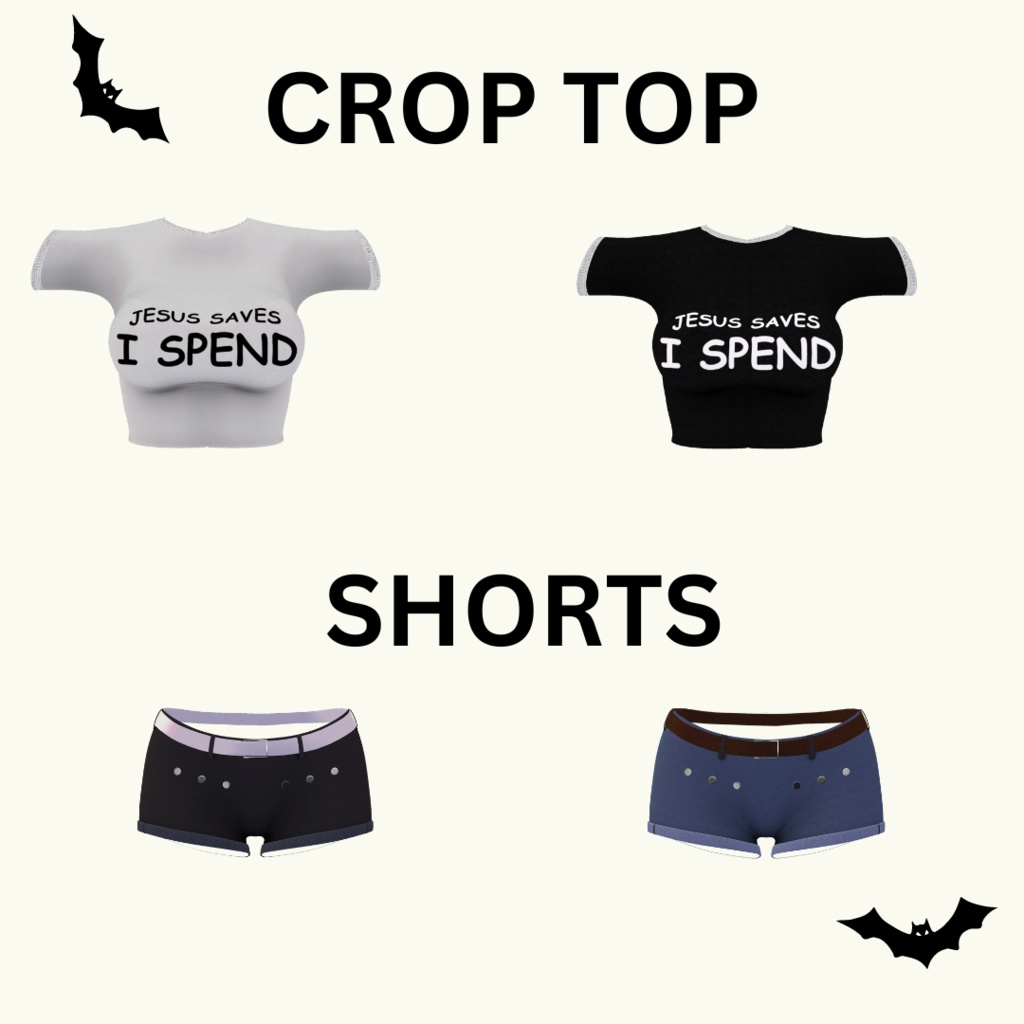 ALT GIRL CROP TOP SET | オルタナティブガールクロップトップセット | VRCHAT | CLOTHING | SHINRA