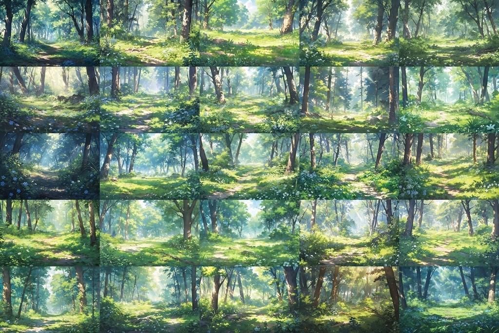 【背景素材】セット販売&単品販売「森林」全3種類【昼間・夜中・夕方】