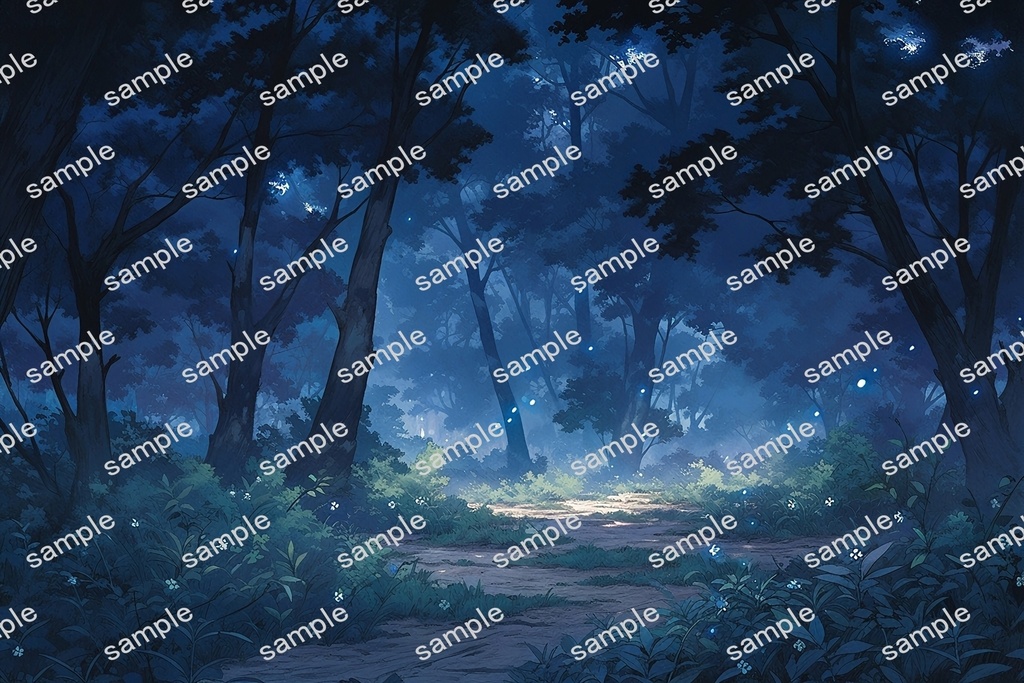 【背景素材】セット販売&単品販売「森林」全3種類【昼間・夜中・夕方】