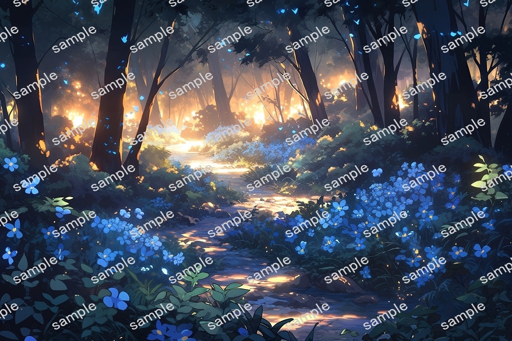 【背景素材】セット販売&単品販売「森林」全3種類【昼間・夜中・夕方】