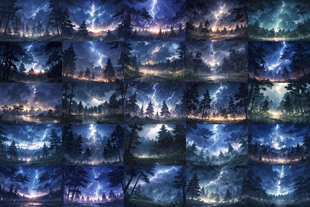 【背景素材】セット販売&単品販売「森林」全3種類【雨・嵐・雪】