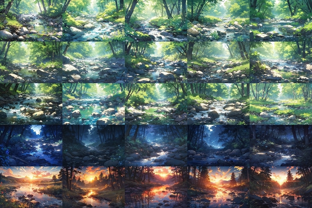 【背景素材】セット販売&単品販売「森林」全3種類【川・滝・岩場】
