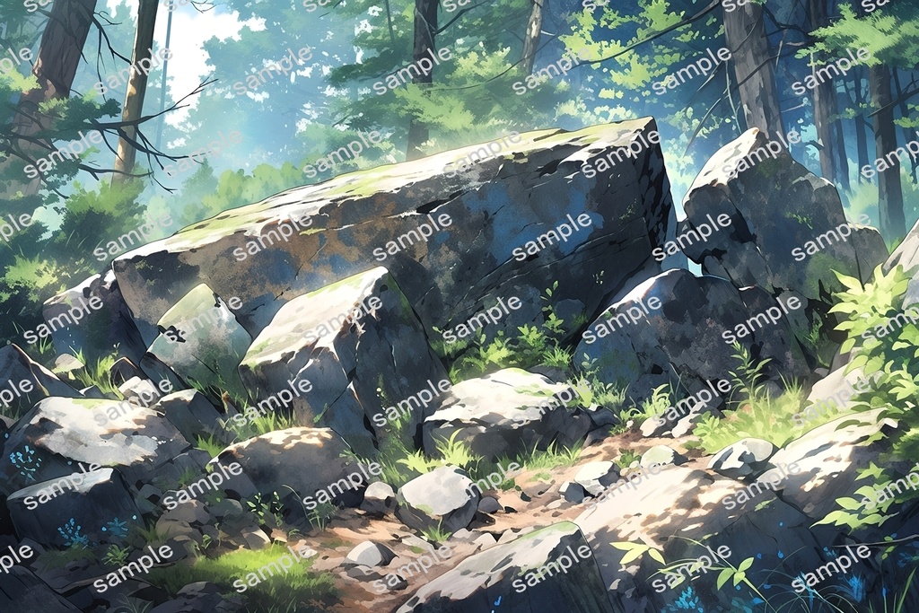 【背景素材】セット販売&単品販売「森林」全3種類【川・滝・岩場】