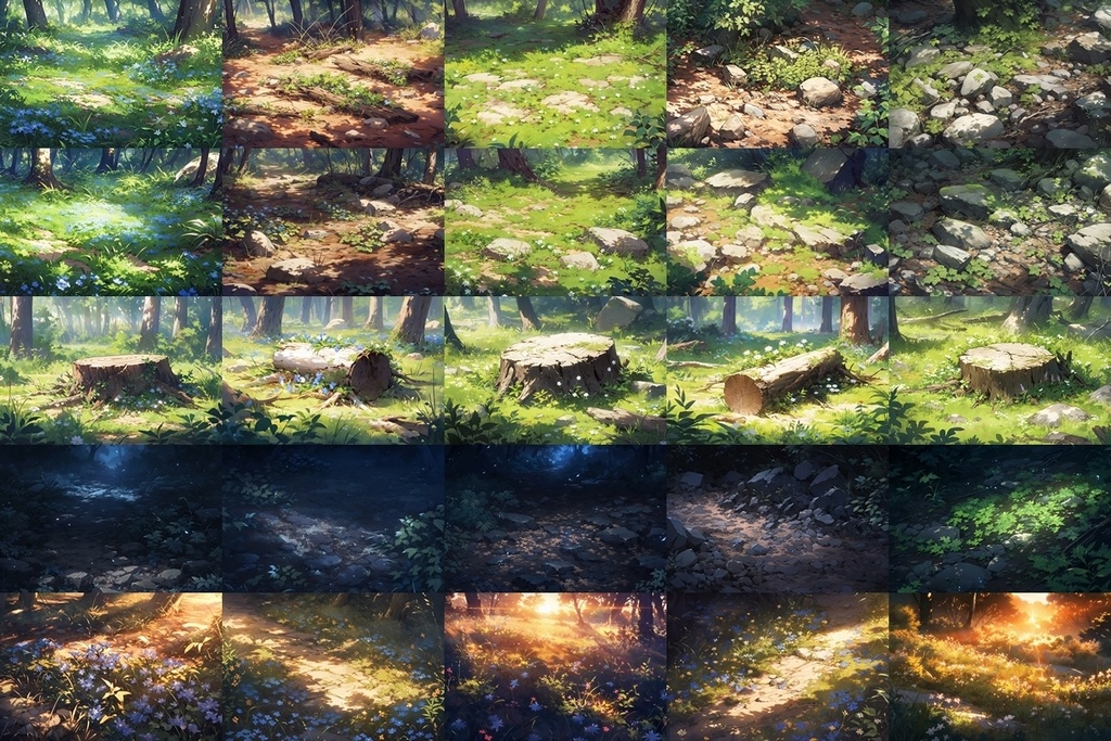 【背景素材】セット販売&単品販売「森林」全3種類【空・地面・洞窟】