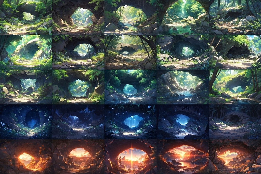 【背景素材】セット販売&単品販売「森林」全3種類【空・地面・洞窟】