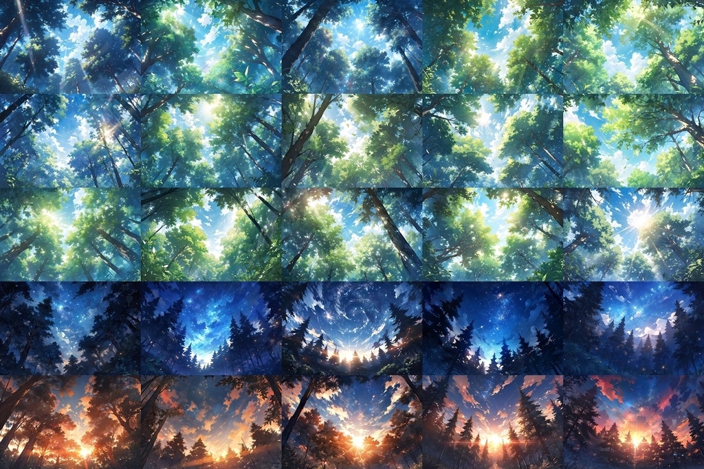 【背景素材】セット販売&単品販売「森林」全3種類【空・地面・洞窟】