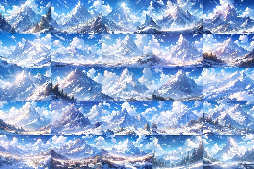 【背景素材】セット販売&単品販売「雪山」全3種類【昼間・夜中・夕方】