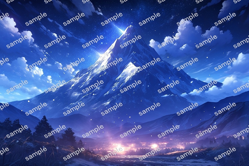 【背景素材】セット販売&単品販売「雪山」全3種類【昼間・夜中・夕方】