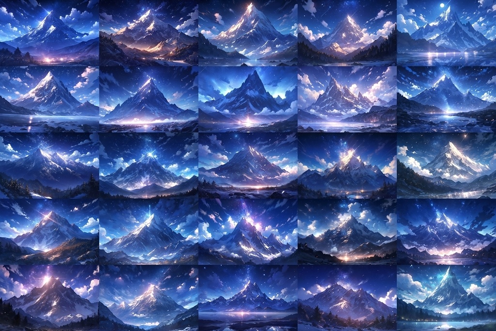 【背景素材】セット販売&単品販売「雪山」全3種類【昼間・夜中・夕方】