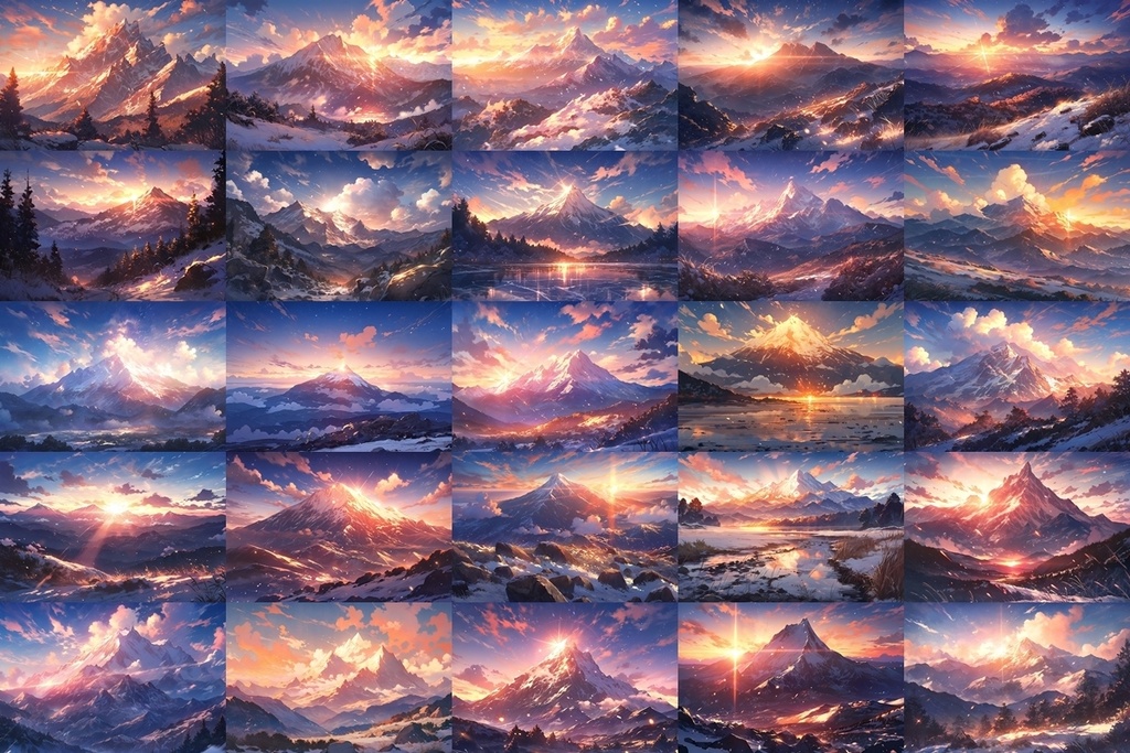 【背景素材】セット販売&単品販売「雪山」全3種類【昼間・夜中・夕方】