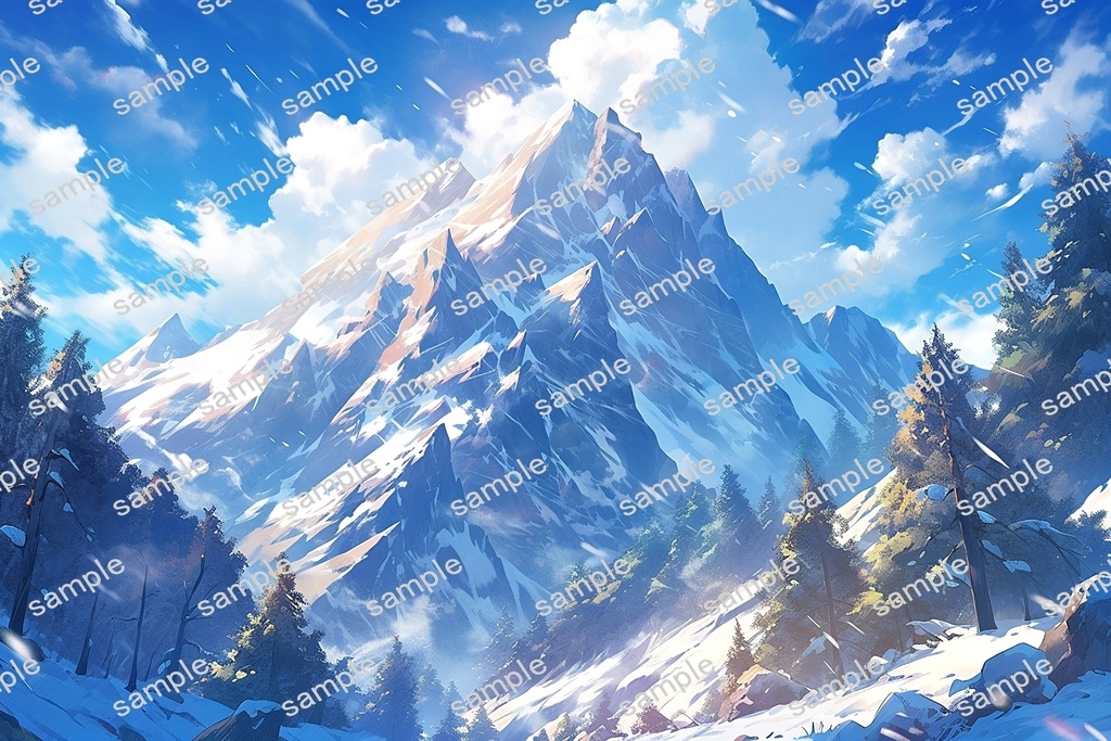 【背景素材】セット販売&単品販売「雪山」全3種類【昼間・夜中・夕方】