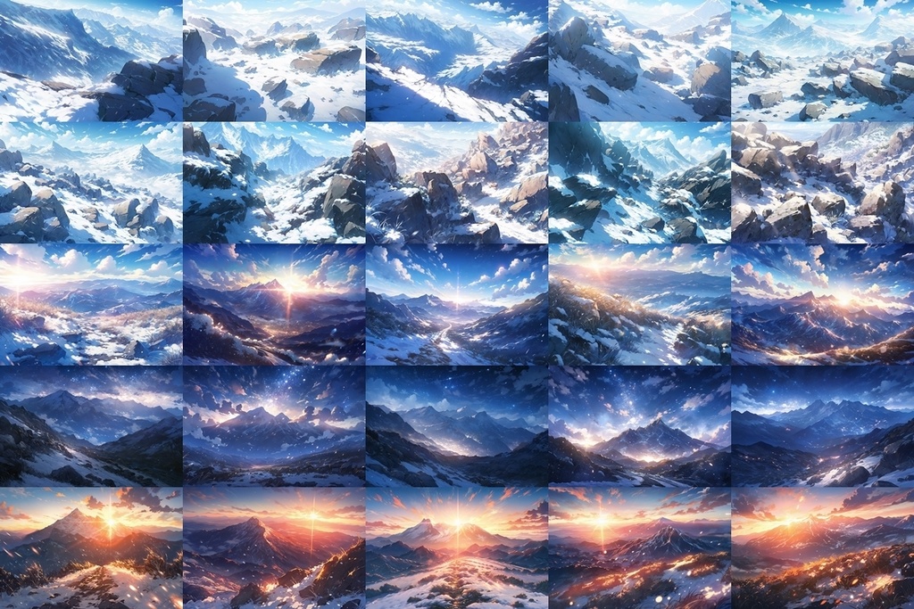 【背景素材】セット販売&単品販売「雪山」全3種類【空・地面・洞窟】