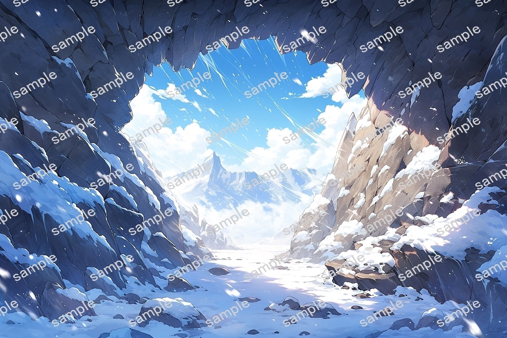 【背景素材】セット販売&単品販売「雪山」全3種類【空・地面・洞窟】