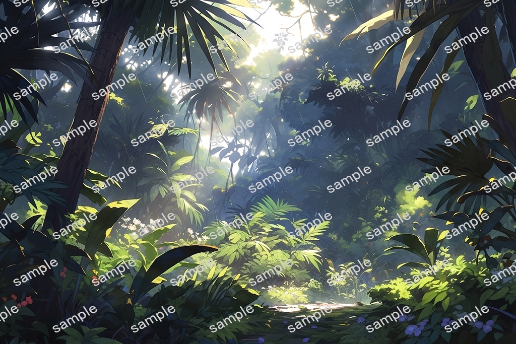 【背景素材】セット販売&単品販売「密林」全3種類【昼間・夜中・夕方】