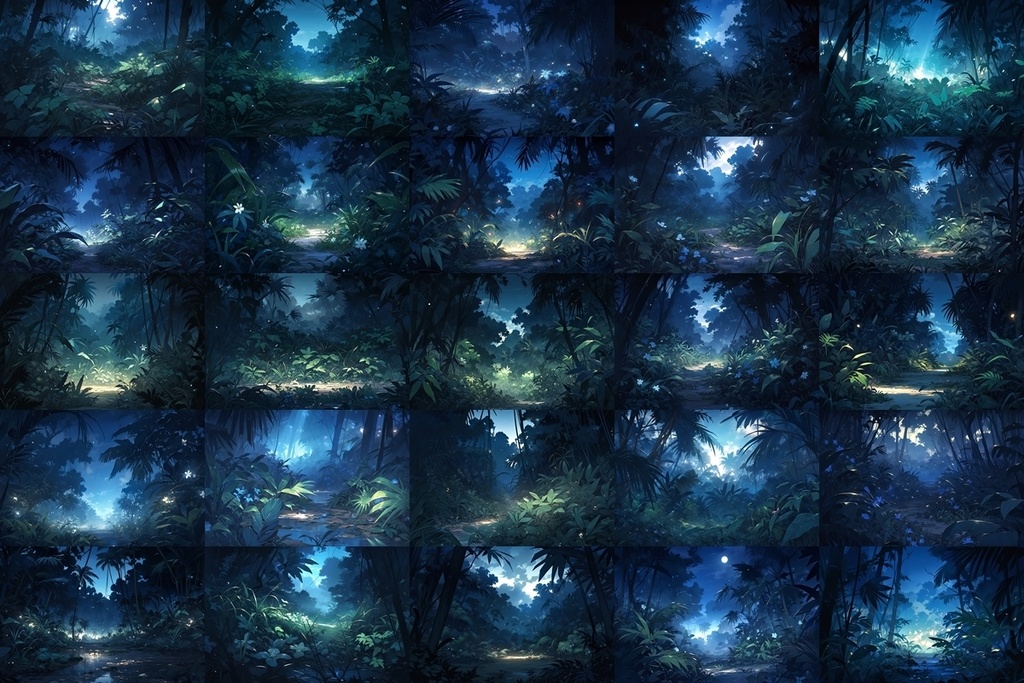 【背景素材】セット販売&単品販売「密林」全3種類【昼間・夜中・夕方】