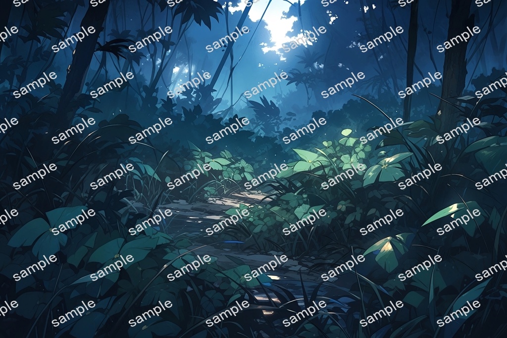 【背景素材】セット販売&単品販売「密林」全3種類【昼間・夜中・夕方】