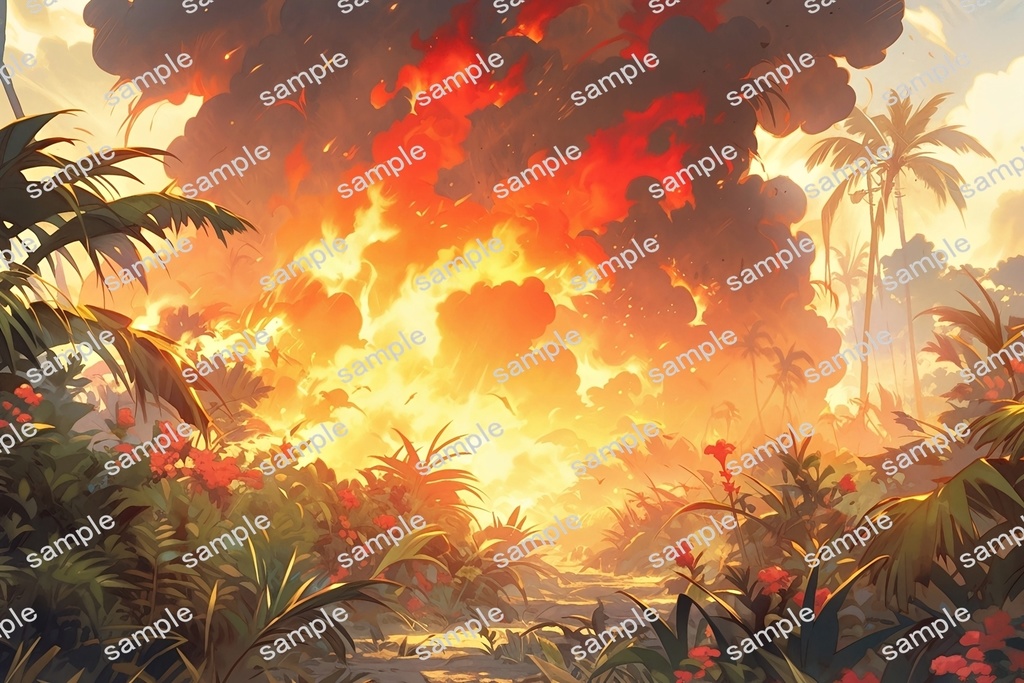 【背景素材】セット販売&単品販売「密林」全3種類【雨・嵐・火災】