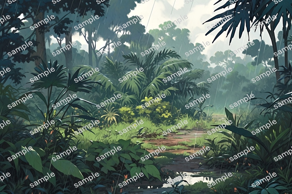 【背景素材】セット販売&単品販売「密林」全3種類【雨・嵐・火災】