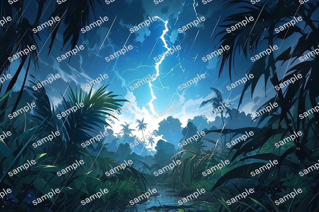 【背景素材】セット販売&単品販売「密林」全3種類【雨・嵐・火災】