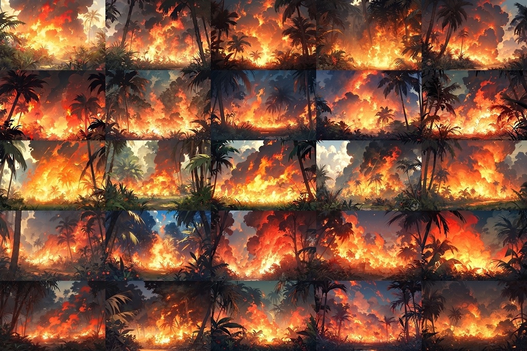 【背景素材】セット販売&単品販売「密林」全3種類【雨・嵐・火災】