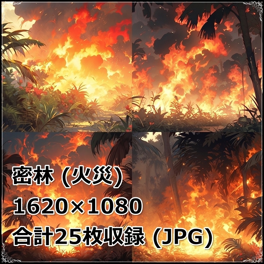 【背景素材】セット販売&単品販売「密林」全3種類【雨・嵐・火災】