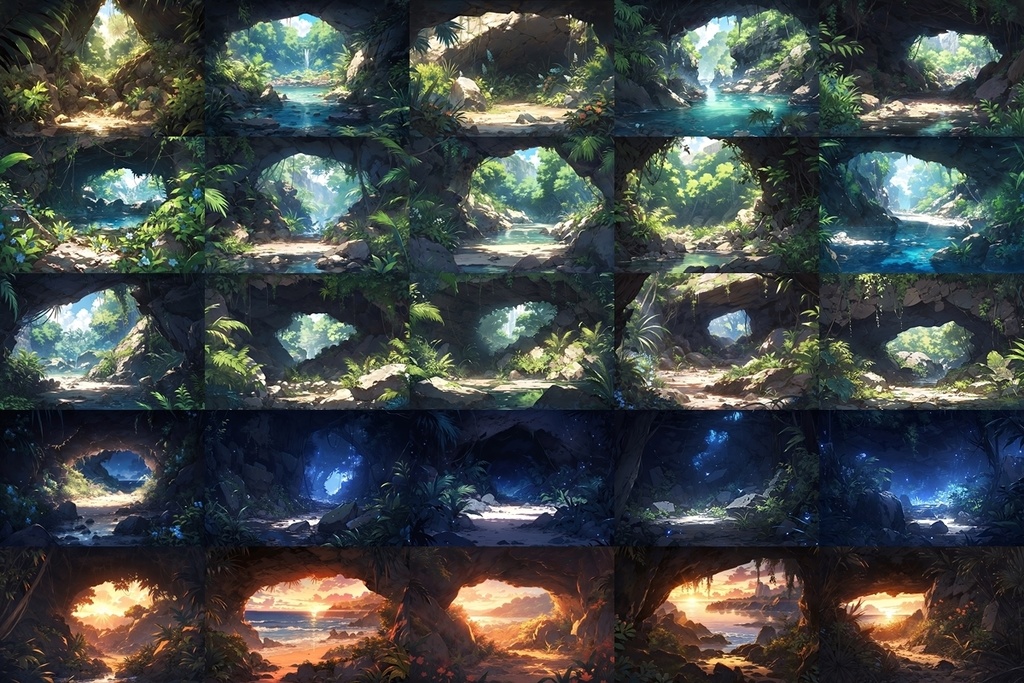 【背景素材】セット販売&単品販売「密林」全3種類【空・地面・洞窟】