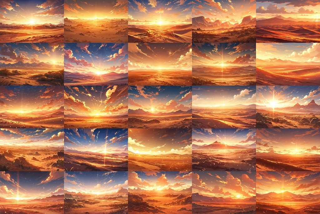 【背景素材】セット販売&単品販売「砂漠」全3種類【昼間・夜中・夕方】