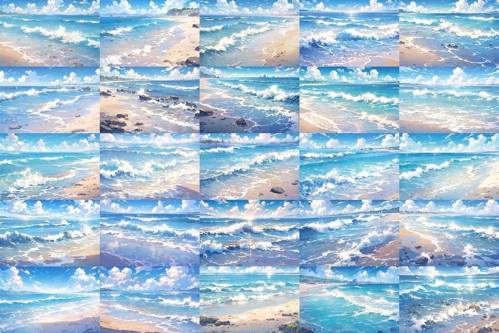 【背景素材】セット販売&単品販売「海岸」全3種類【昼間・夜中・夕方】