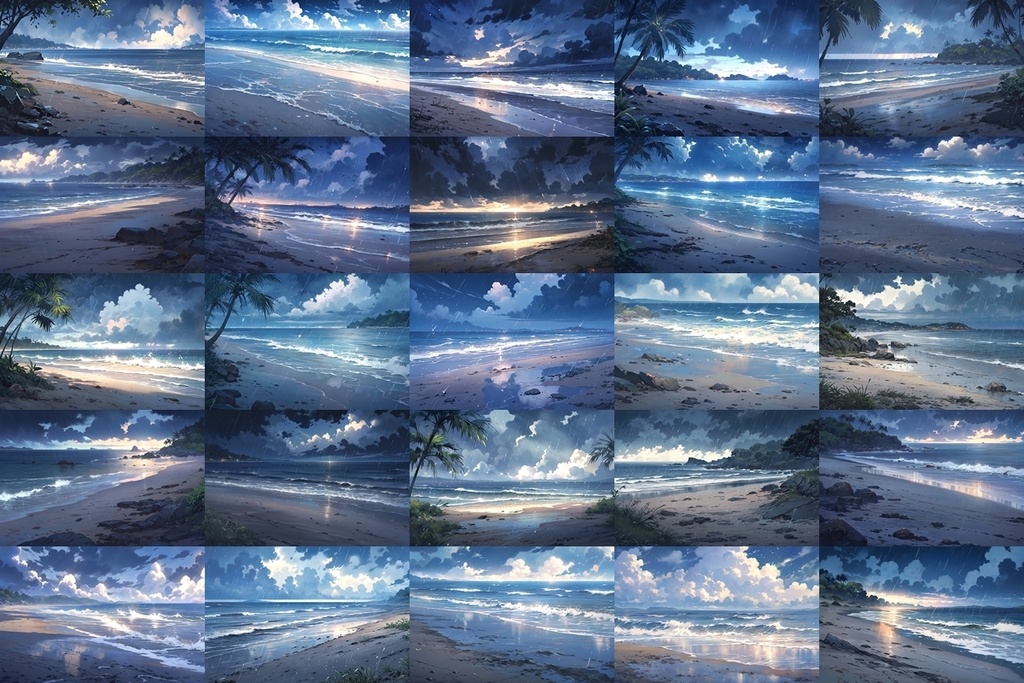 【背景素材】セット販売&単品販売「海岸」全3種類【雨・嵐・岩場】