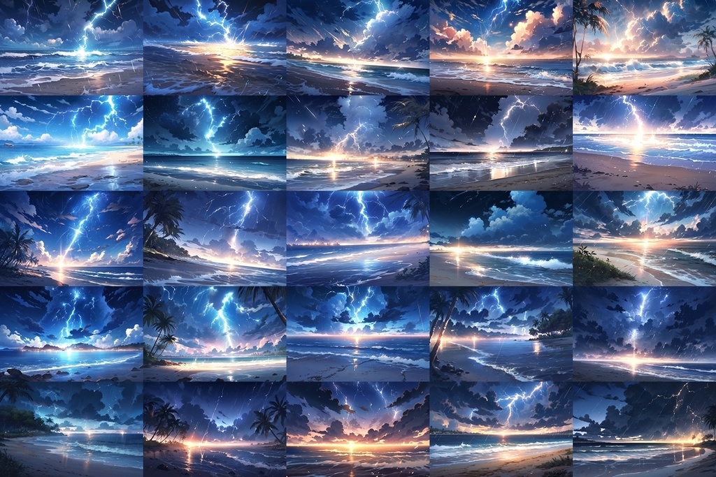 【背景素材】セット販売&単品販売「海岸」全3種類【雨・嵐・岩場】