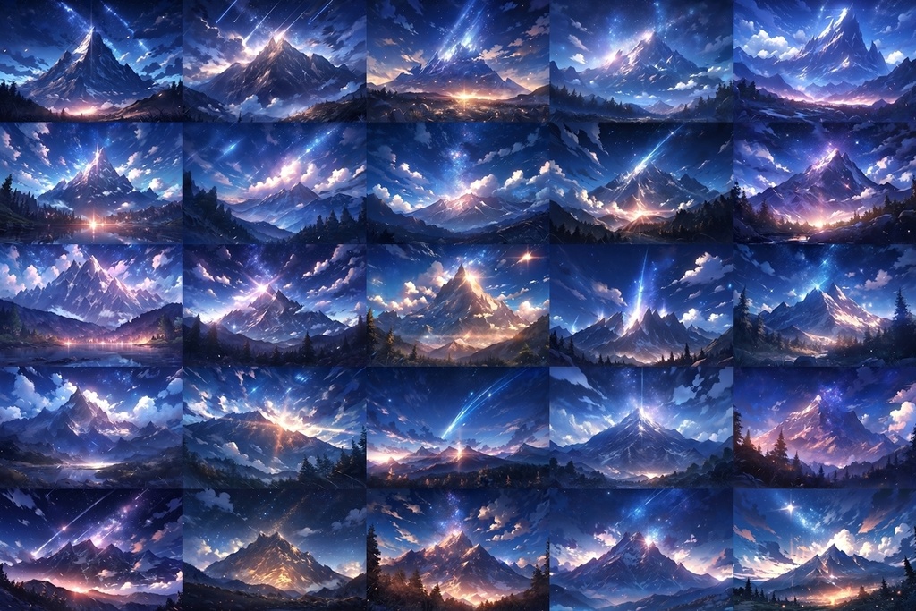 【背景素材】セット販売&単品販売「山脈」全3種類【昼間・夜中・夕方】