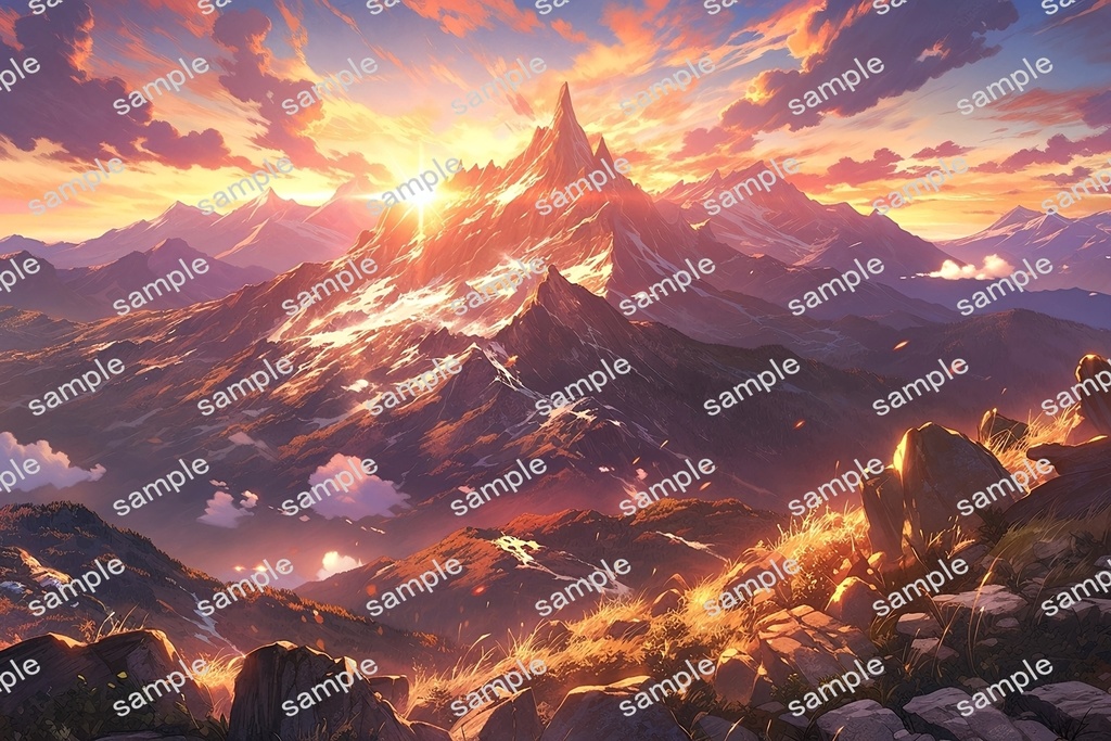 【背景素材】セット販売&単品販売「山脈」全3種類【昼間・夜中・夕方】