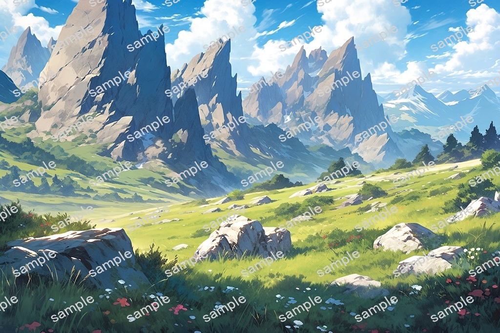 【背景素材】セット販売&単品販売「山脈」全3種類【昼間・夜中・夕方】