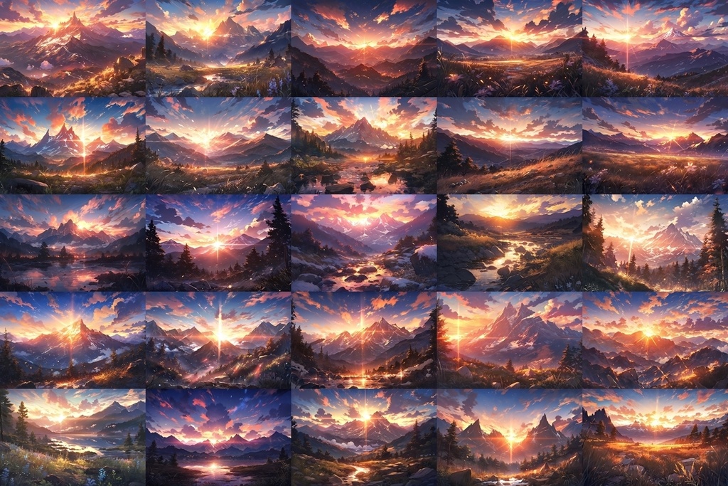 【背景素材】セット販売&単品販売「山脈」全3種類【昼間・夜中・夕方】