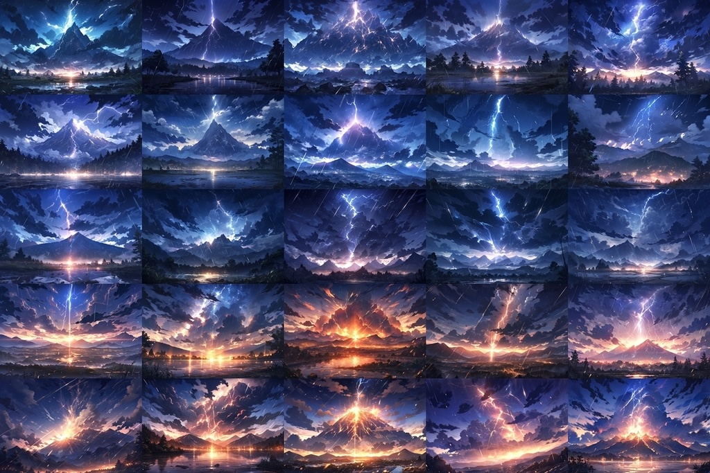 【背景素材】セット販売&単品販売「山脈」全3種類【雨・嵐・火災】