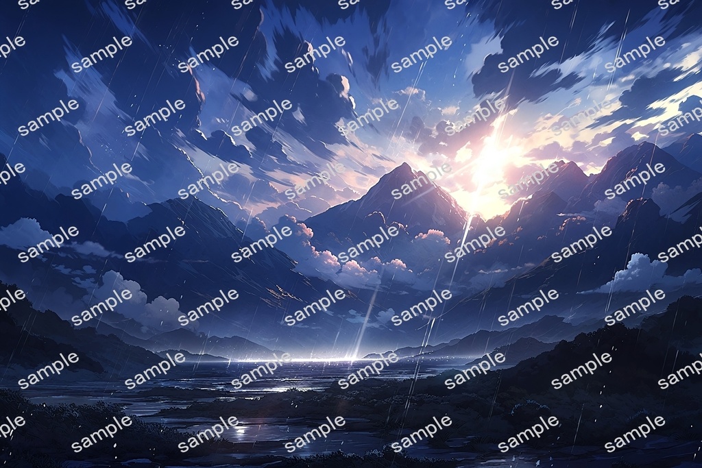 【背景素材】セット販売&単品販売「山脈」全3種類【雨・嵐・火災】