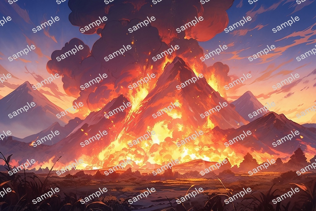 【背景素材】セット販売&単品販売「山脈」全3種類【雨・嵐・火災】