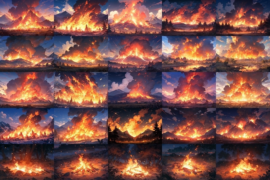 【背景素材】セット販売&単品販売「山脈」全3種類【雨・嵐・火災】