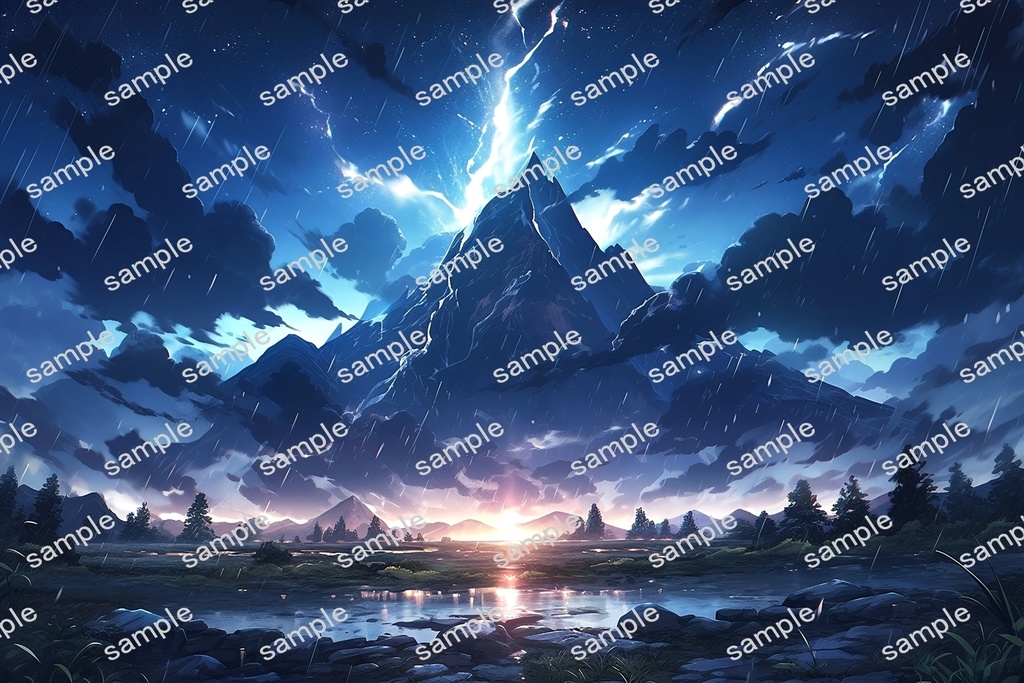 【背景素材】セット販売&単品販売「山脈」全3種類【雨・嵐・火災】