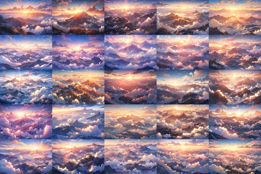 【背景素材】セット販売&単品販売「山脈」全3種類【地面・朝日・洞窟】