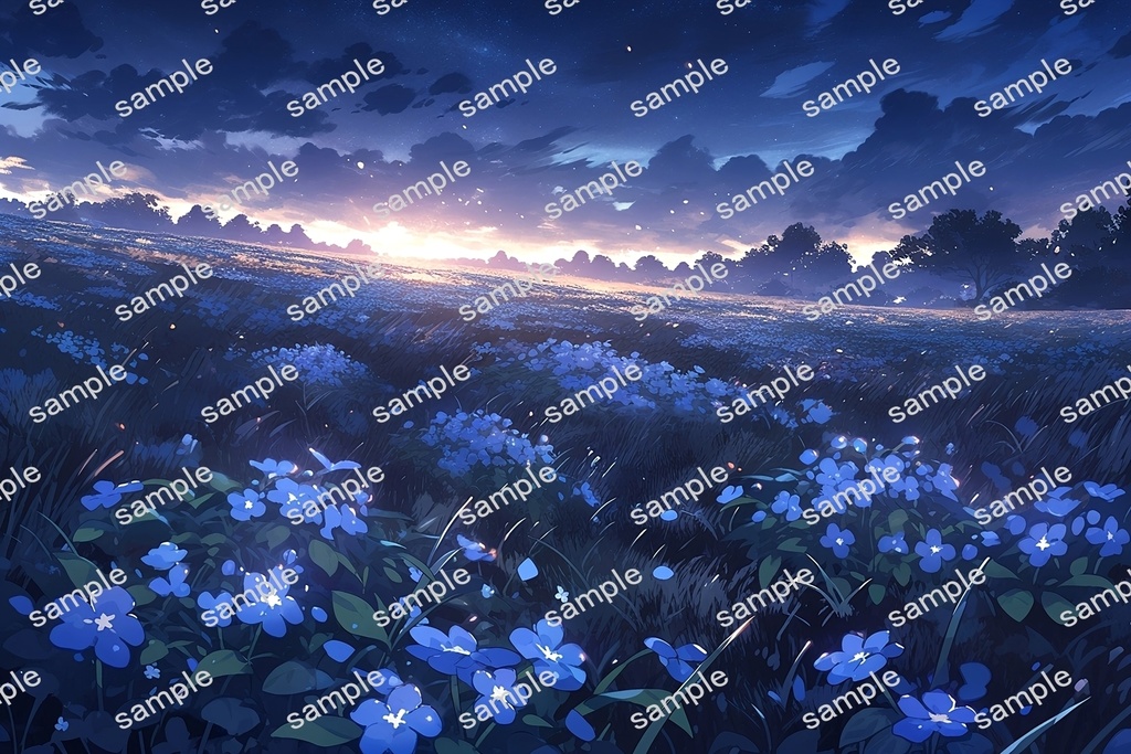 【背景素材】セット販売&単品販売「草原」全3種類【昼間・夜中・夕方】